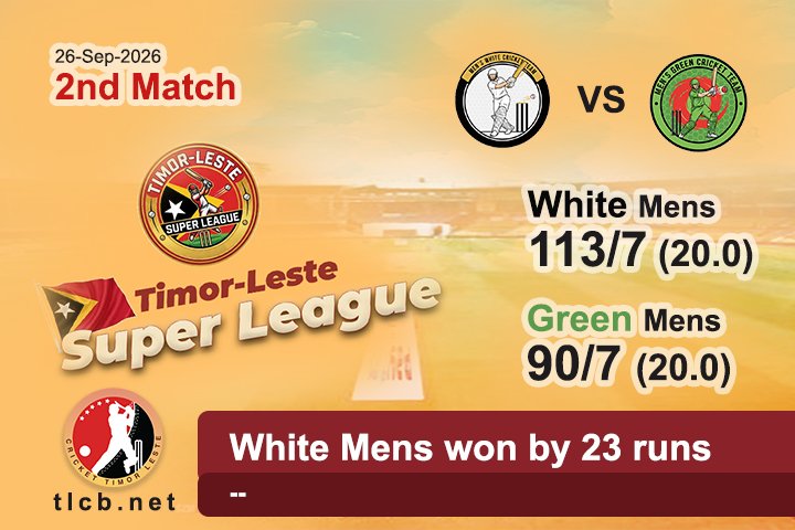 White Mens won by 23 runs