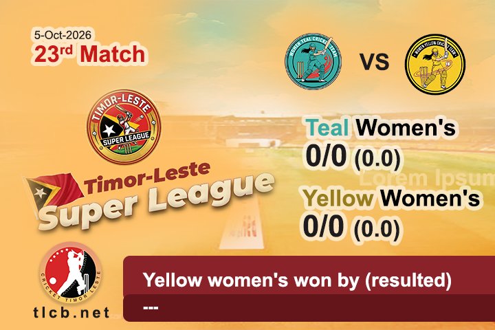 23rd Match 5-10-26 Teal womens VS Yellow womens